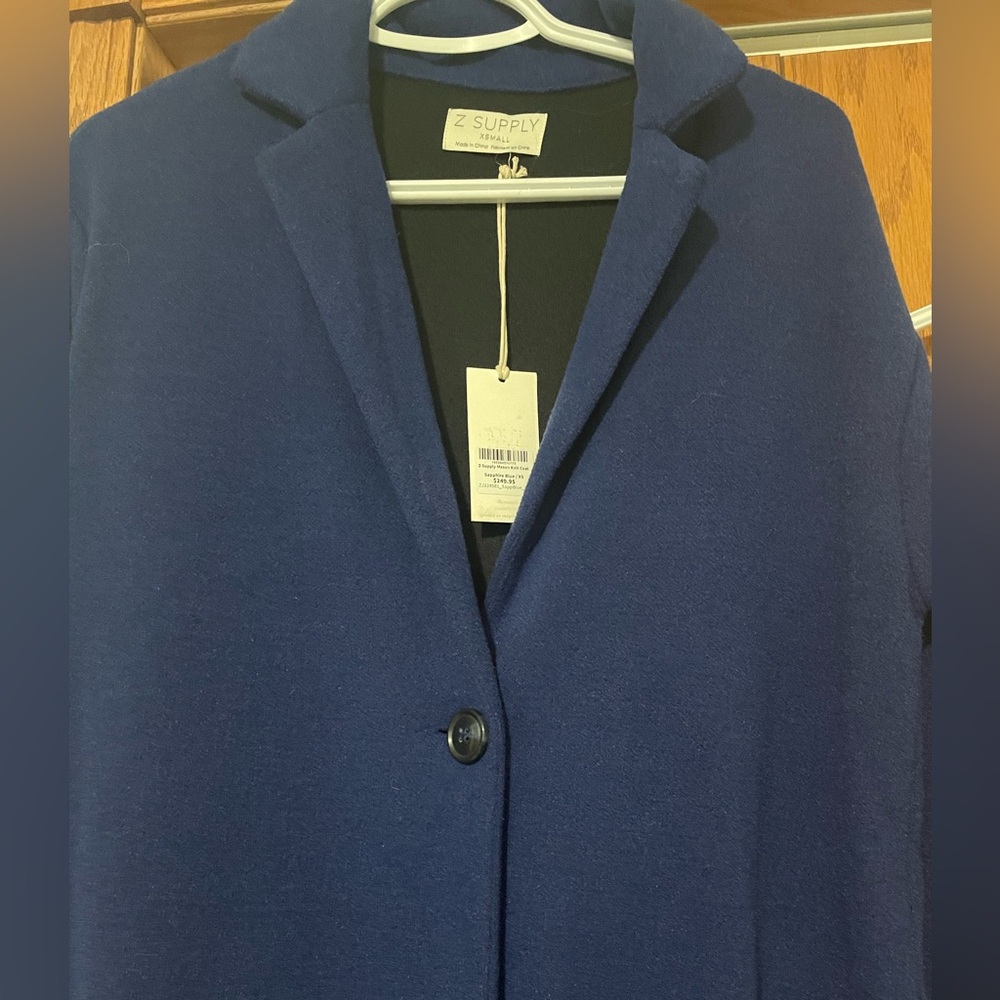 Z supply mason knit coat in sapphire blue - Picture 4 of 5